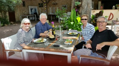 Enjoying gastronomic delights, well matched with the ambience of the French al fresco environment.