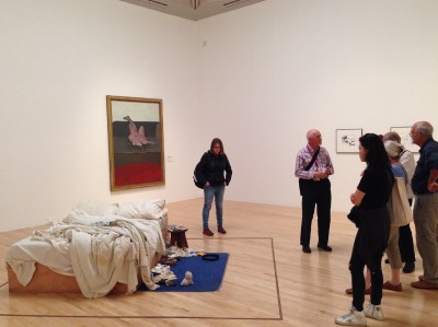 Discussing whether this piece by Tracey Emin is really worth £2.5 million. If so, we reckon it's the most valuable teenager's bedroom we've ever seen.